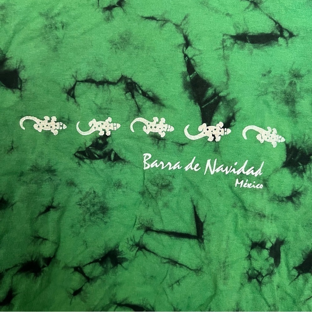 Yazbek Green Tie Dye Fringe Hem Mexico Resort Short Sleeve Crop Tee T Shirt - Picture 9 of 9